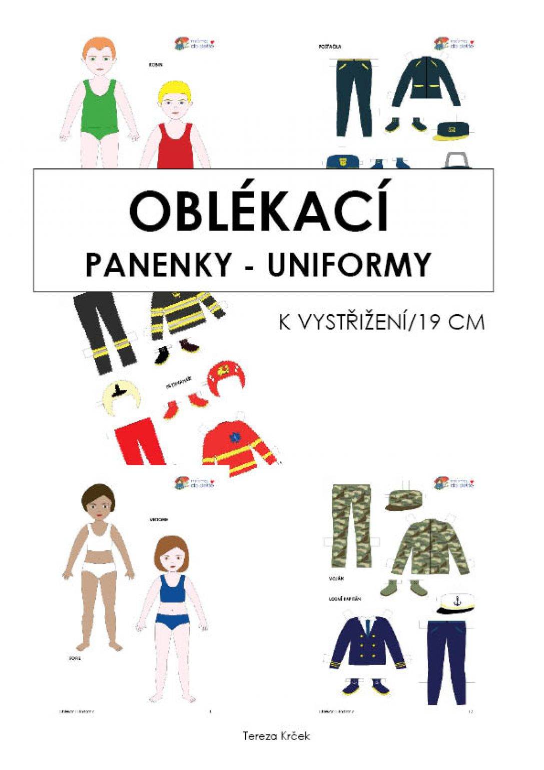 PDF pro děti k vytisknutí Oblékací panenky UNIFORMY - dvě verze PDF