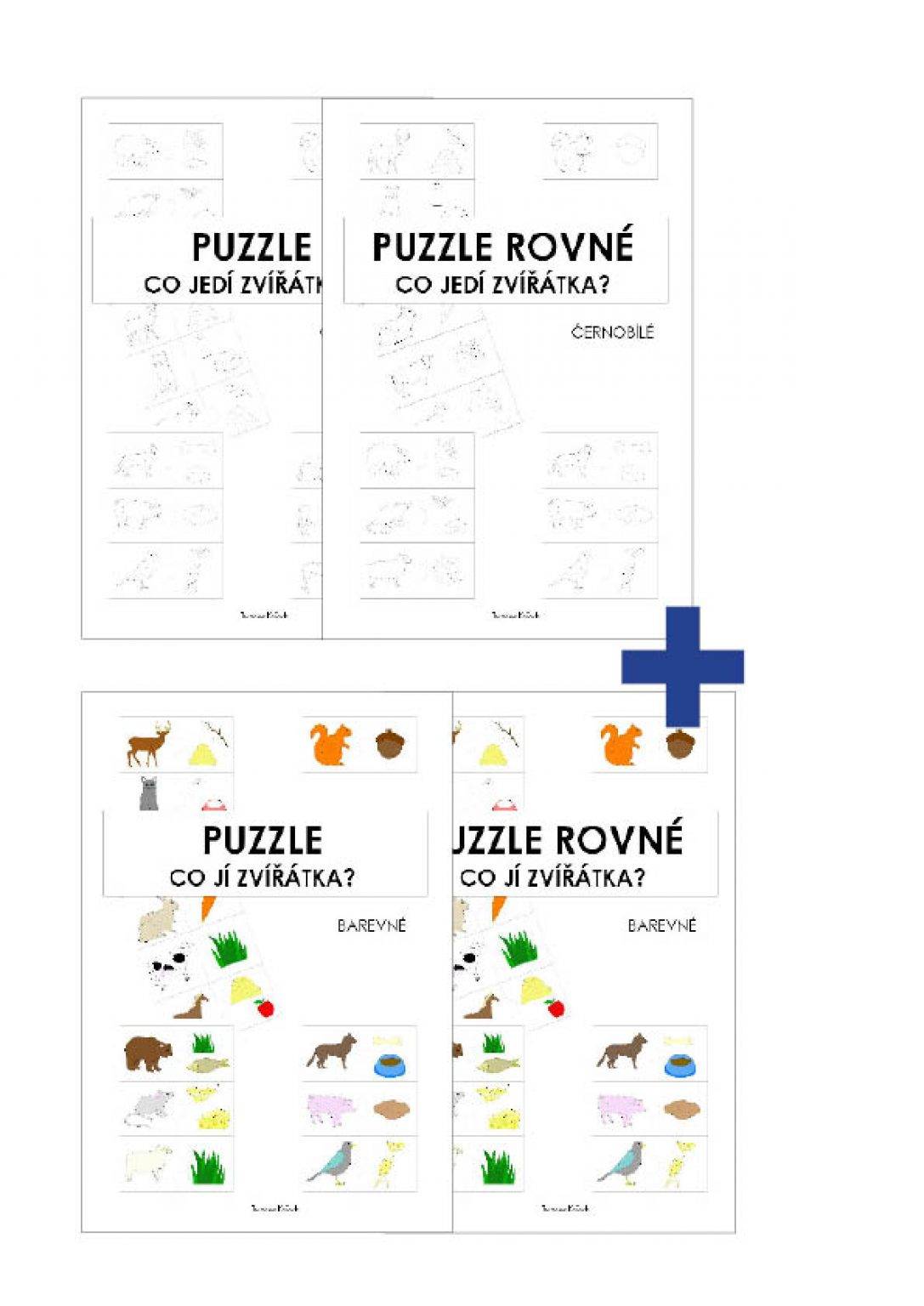 PDF pro děti k vytisknutí Puzzle Co jí zvířátka