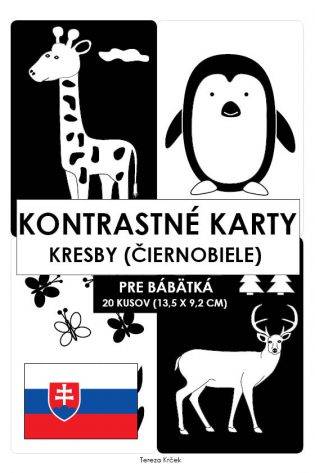 Kontrastné čiernobiele kartičky pre bábätká KRESBY PDF (A6) SLOVENSKY