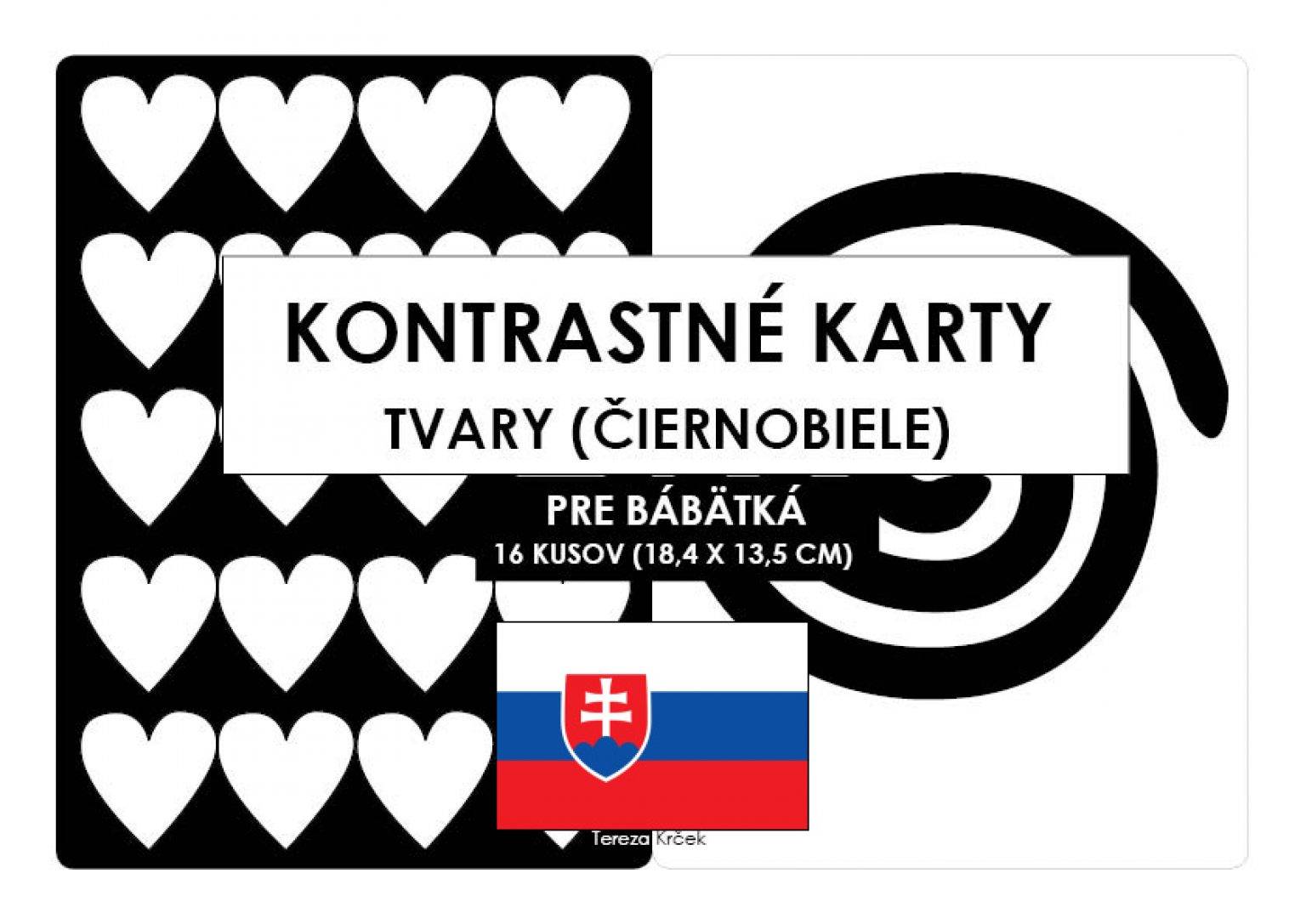 Kontrastné čiernobiele kartičky pre bábätká TVARY PDF (A5) SLOVENSKY