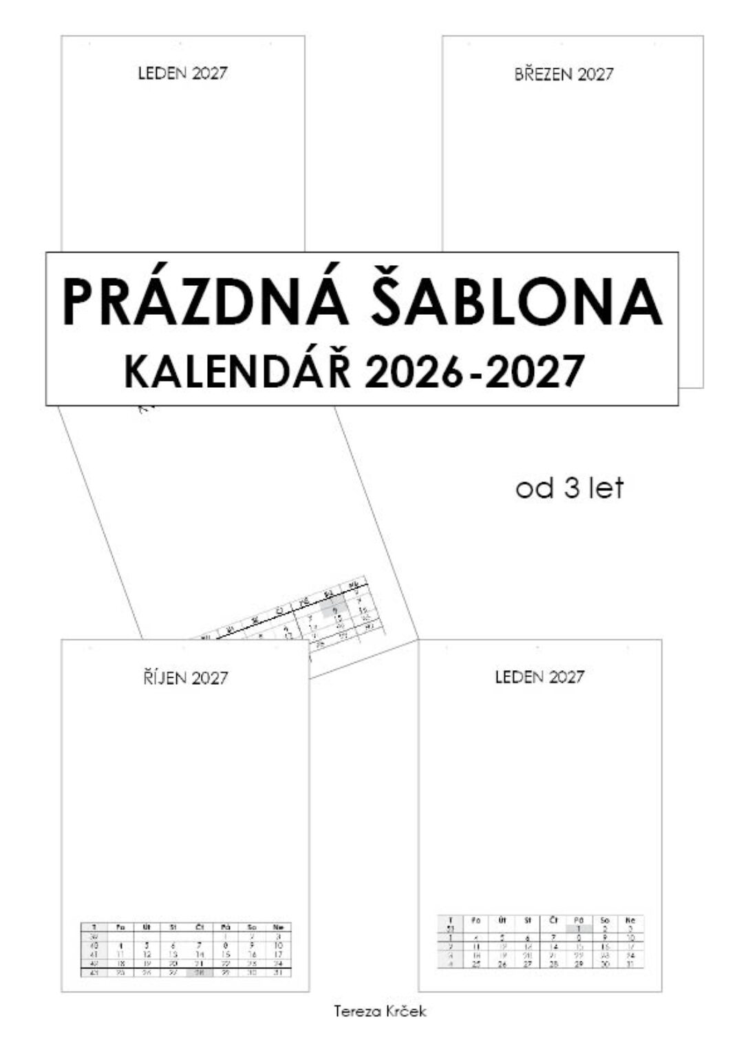 KALENDÁŘ školní rok 2026-2027 (A4) Prázdná šablona 2 PDF